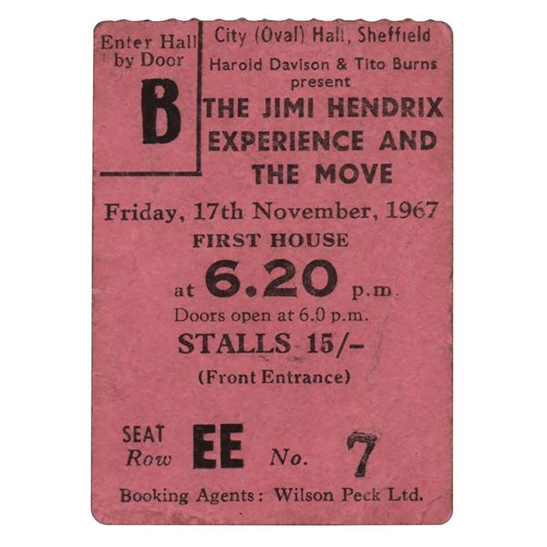 Jimi Hendrix Experience and Pink Floyd 1967 Sheffield Concert Ticket Stub and Handbill