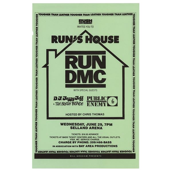 Run DMC, Public Enemy, Fresh Prince 1988 Fresno Concert Poster