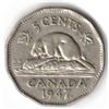 Image 1 : 1947 Canadian Five Cent Piece Maple Leaf