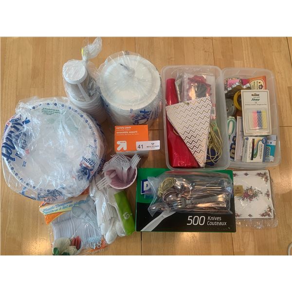 Huge Lot of Party Supplies and Disposable Plates and Cutlery