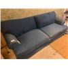 Image 2 : Denim-Upholstered Lovesest  (65" x 35" x 28") and Sofa (80" x 35" x 28"), One Tear