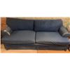 Image 4 : Denim-Upholstered Lovesest  (65" x 35" x 28") and Sofa (80" x 35" x 28"), One Tear