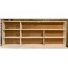 Image 1 : White Wooden DVD Shelf (71" x 28" x 6") and Brown Wood Bookcase (61" x 32" x 16")