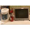 Image 1 : Older 21" Sylvania TV (Tested), Holmes Humidifier (Tested), and Fire Extinguisher