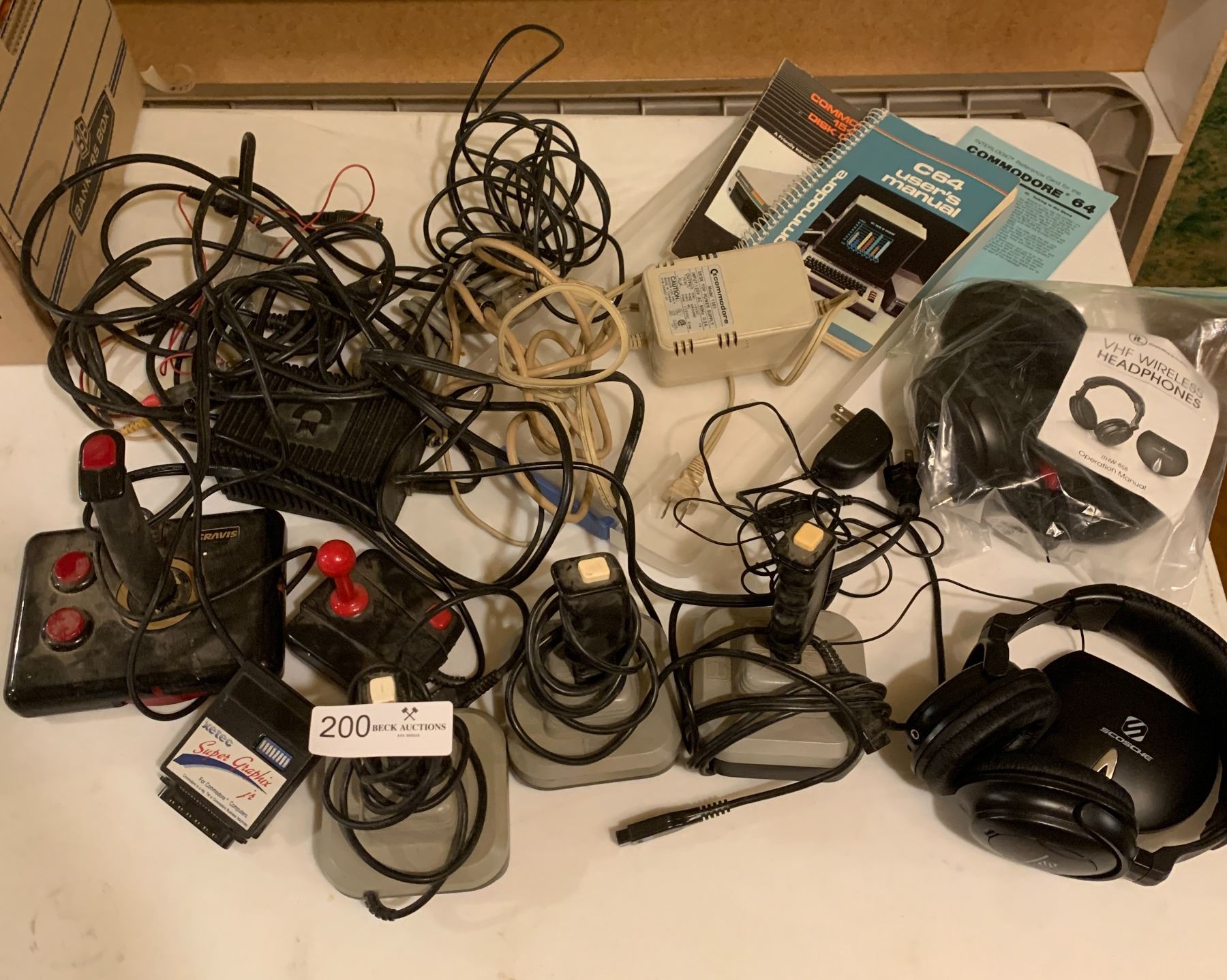 Old Windows Computer Cords Older PC Gaming Peripherals and Cords Including Commodore 64 Manual ...