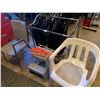 Image 1 : Rolling Chrome Laundry Hamper Plus Chairs Step Stool and Five Cord Winders