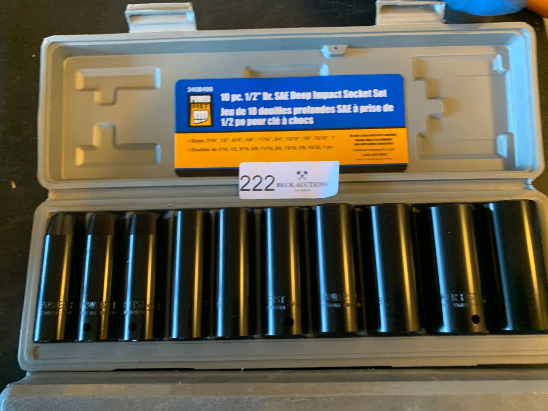 Two Power Fist Socket Sets 1/2" Dr. Piece Metric Deep Impact and 10