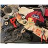 Image 1 : Bag Full Of Shop Tools and Supplies Including Many Pairs of Safety Glasses Plus More!