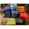 Image 1 : Nice Lot of Camping Coolers and a Coleman Camping Griddle Plus a Fishing Tackle Box