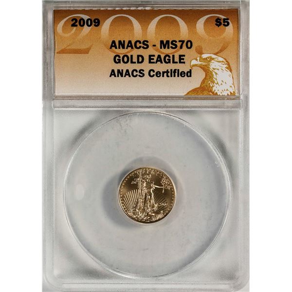 2009 $5 American Gold Eagle Coin ANACS MS70