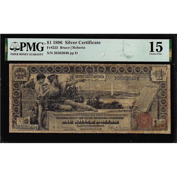 1896 $1 Educational Silver Certificate Note Fr.225 PMG Choice Fine 15