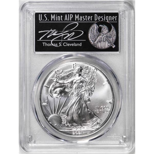 2021-(S) Ty. 1 $1 American Silver Eagle Coin PCGS MS70 Cleveland Signature FDOI
