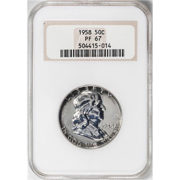 1958 Proof Franklin Half Dollar Coin NGC PF67