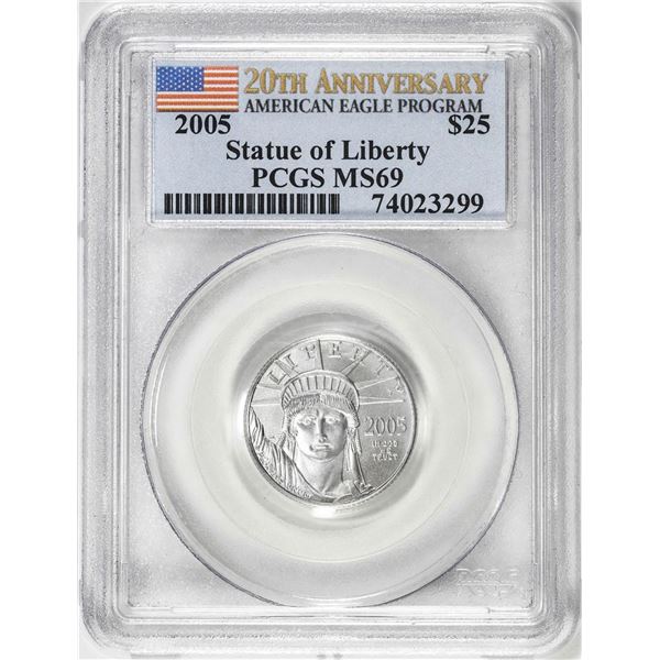 2005 $25 American Platinum Eagle Coin PCGS MS69
