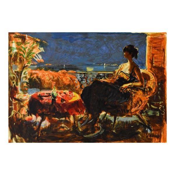 Avinoam Kosowsky "Mediterranean Balcony" Limited Edition Serigraph On Canvas