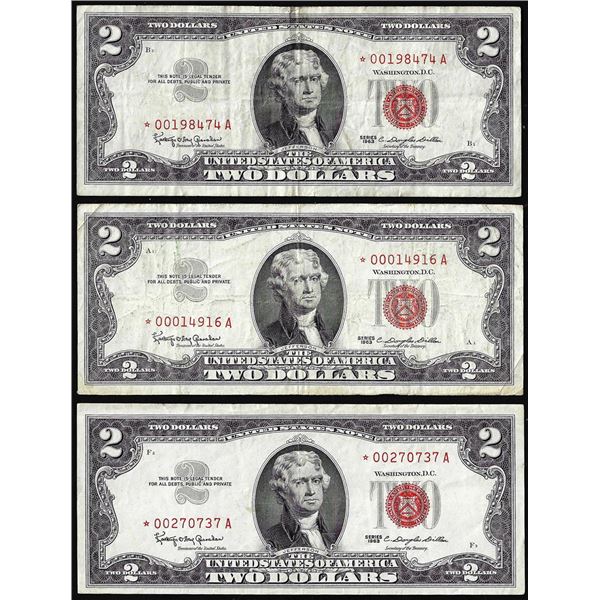 Lot of (3) 1963 $2 Legal Tender Star Notes