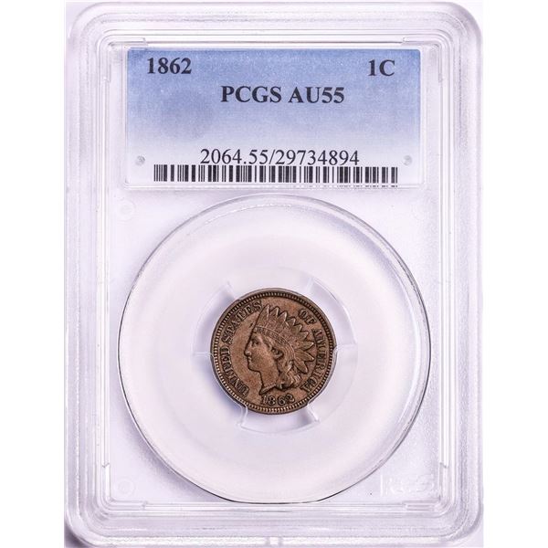 1862 Indian Head Cent Coin PCGS AU55