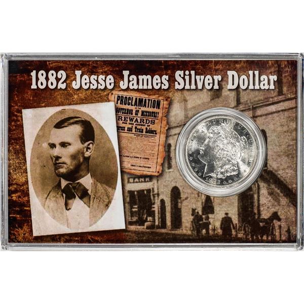 1882-S $1 Morgan Silver Dollar Coin with Jesse James Commemorative Card