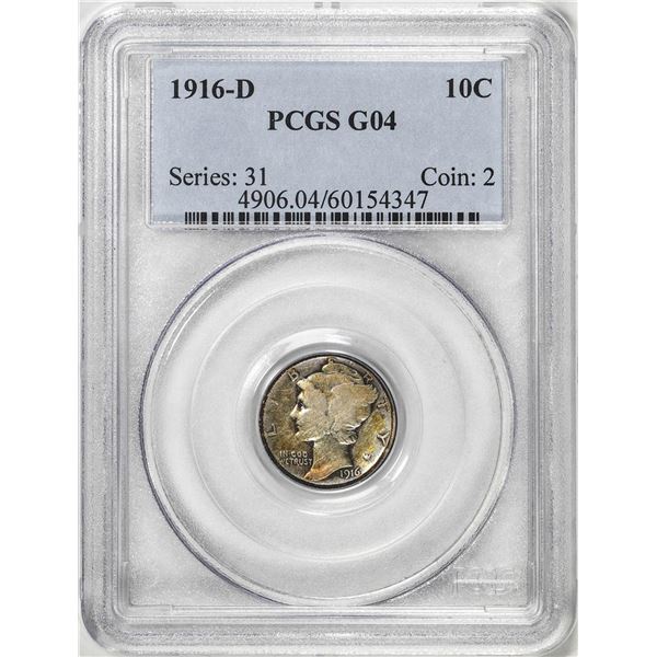 1916-D Mercury Dime Coin PCGS G04