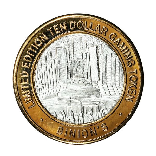 .999 Silver Binion's Las Vegas, Nevada $10 Casino Limited Edition Gaming Token
