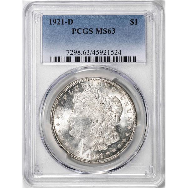 1921-D $1 Morgan Silver Dollar Coin PCGS MS63