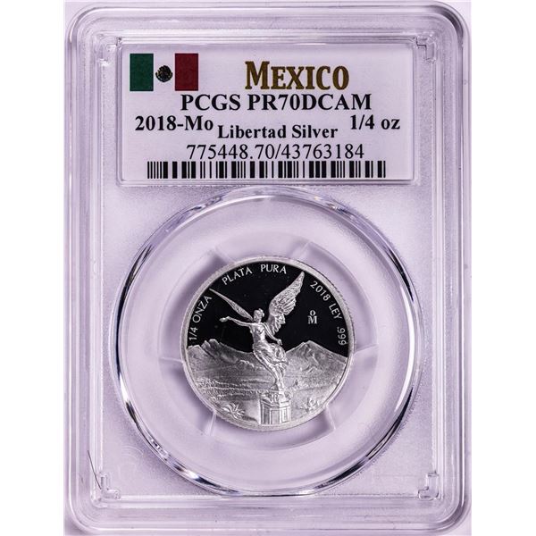 2018-Mo Mexico Proof 1/4 oz Silver Libertad Coin PCGS PR70DCAM