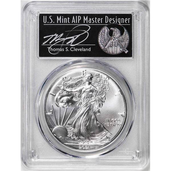 2021-(S) Ty. 1 $1 American Silver Eagle Coin PCGS MS70 Cleveland Signature FDOI