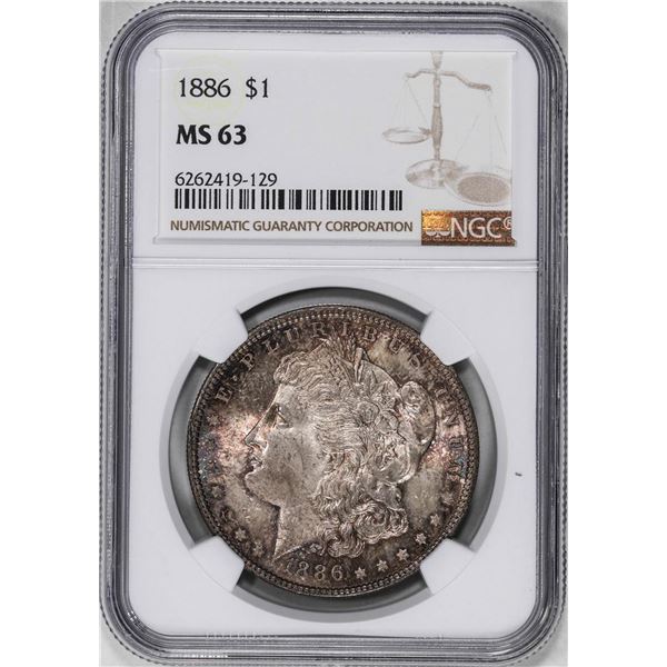 1886 $1 Morgan Silver Dollar Coin NGC MS63
