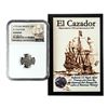 Image 1 : El Cazador Shipwreck (1772-83) Mexico 1/2 Real Silver Coin NGC Genuine w/ Story Card