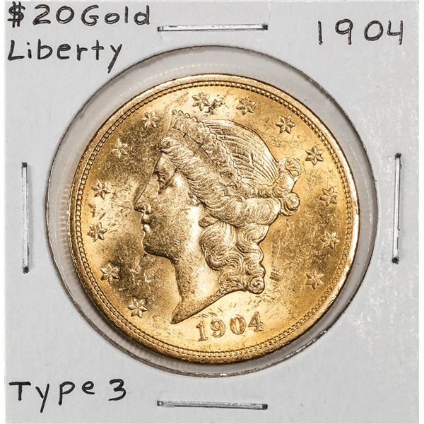 1904 Type 3 $20 Liberty Head Double Eagle Gold Coin