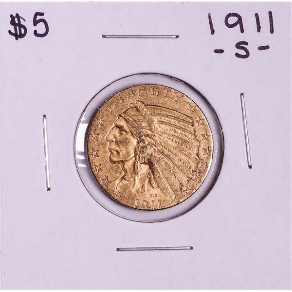 1911-S $5 Indian Head Half Eagle Gold Coin