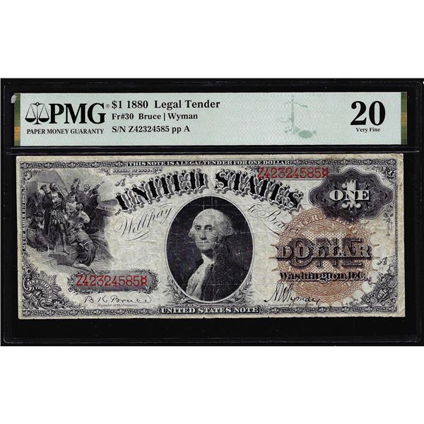 1880 $1 Legal Tender Note Fr.30 PMG Very Fine 20