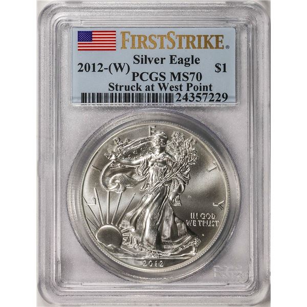 2012-(W) $1 American Silver Eagle Coin PCGS MS70 First Strike West Point