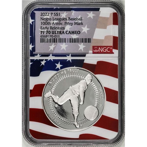 2022-P $1 Proof Negro Leagues Baseball Silver Dollar Coin NGC PF70 Ultra Cameo ER