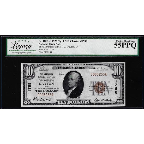 1929 $10 NB Dayton, OH CH# 1788 National Currency Note Legacy Choice About New 55PPQ