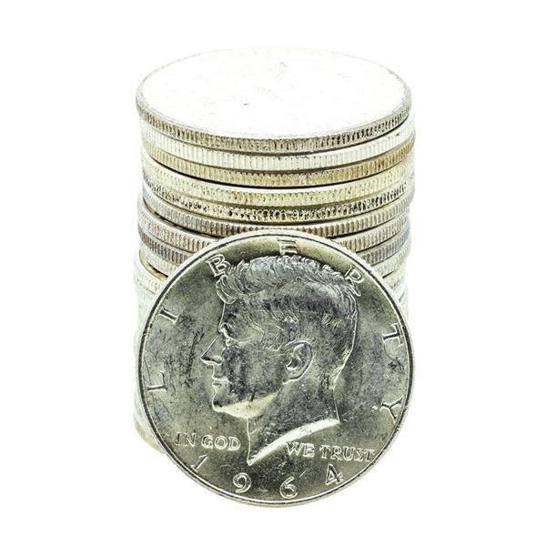 Roll of (20) Brilliant Uncirculated 1964 Kennedy Half Dollar Coins