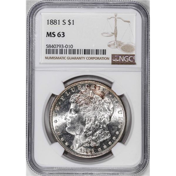 1881-S $1 Morgan Silver Dollar Coin NGC MS63