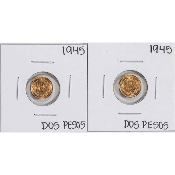 Lot of (2) 1945 Mexico Dos Pesos Gold Coins
