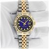 Image 3 : Rolex Men's Two Tone Blue Vignette Pyramid Diamond Datejust Wristwatch