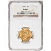 Image 1 : 1907 $5 Liberty Head Half Eagle Gold Coin NGC MS62