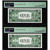 Image 2 : (2) Consecutive 1935G No Motto $1 Silver Certificate Notes PMG Gem Uncirculated 66EPQ