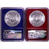 Image 2 : Lot of (2) 2021 Type 1 $1 American Silver Eagle Coins NGC MS69 FDOI Red & Blue Cores