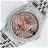 Rolex Ladies Stainless Steel Quickset Salmon Diamond Datejust Wristwatch