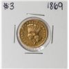 Image 1 : 1869 $3 Indian Princess Head Gold Coin