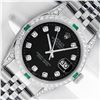 Image 1 : Rolex Men's Stainless Steel Diamond and Emerald Datejust Wristwatch with Rolex Box