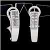 Image 2 : 18k White Gold 1.00 ctw 2 Row Invisible Set Princess Diamond Omega Cuff Earrings