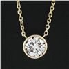 Image 6 : New 14k Yellow Gold 0.65 ctw Bezel Set Round Diamond Solitaire Pendant Necklace