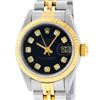 Rolex Ladies 2 Tone Black Diamond 26MM Datejust Wristwatch