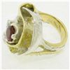 Image 9 : 18k Yellow Gold and Sterling Silver 2.73 ctw Garnet and Diamond Cocktail Ring