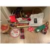 Image 1 : Assorted Gift Bags, Christmas Tins Wrapping Paper, Small Wooden Stool, and More!